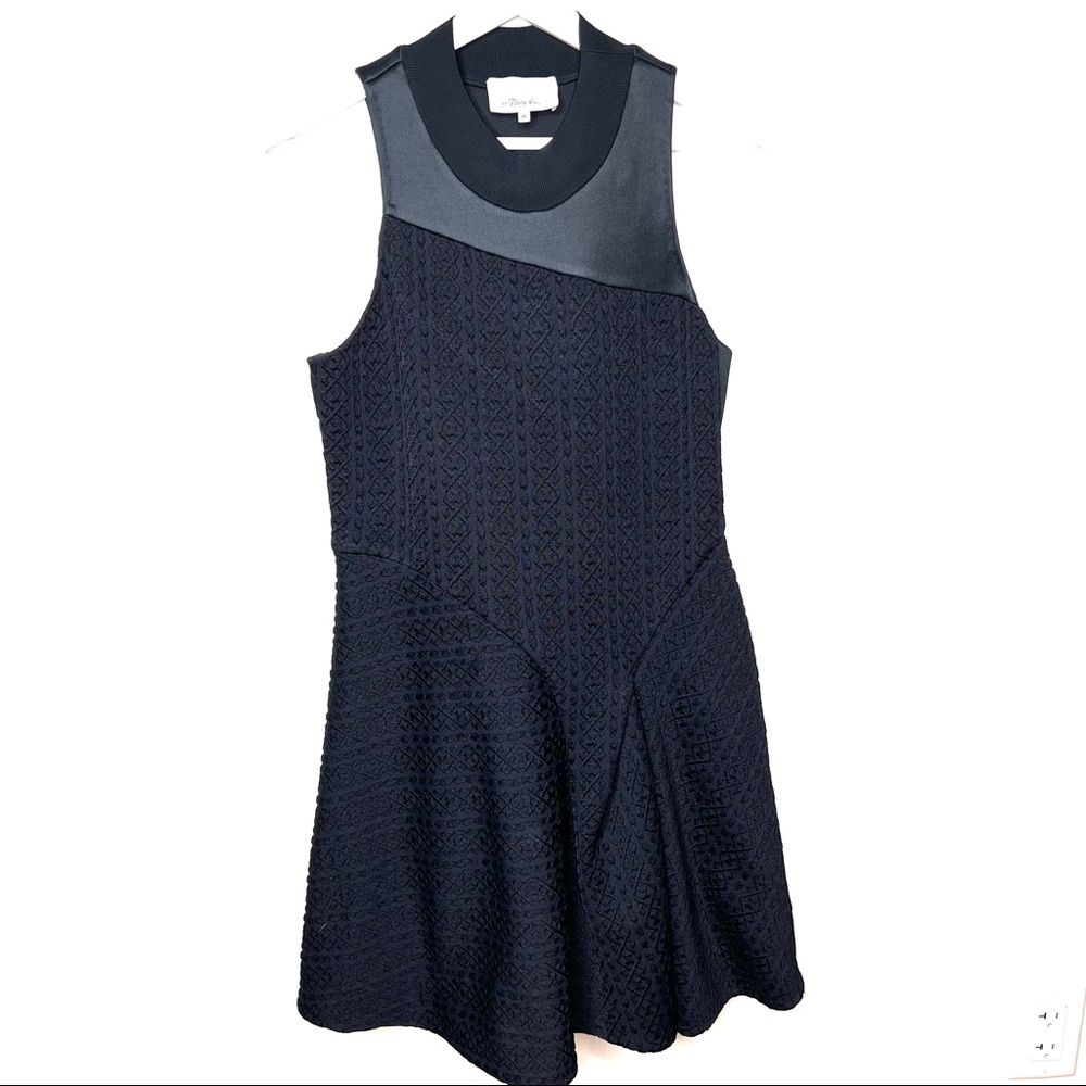 3.1 Philipp Lim Textured Sleeveless Fit & Flare Dress Black Size Medium